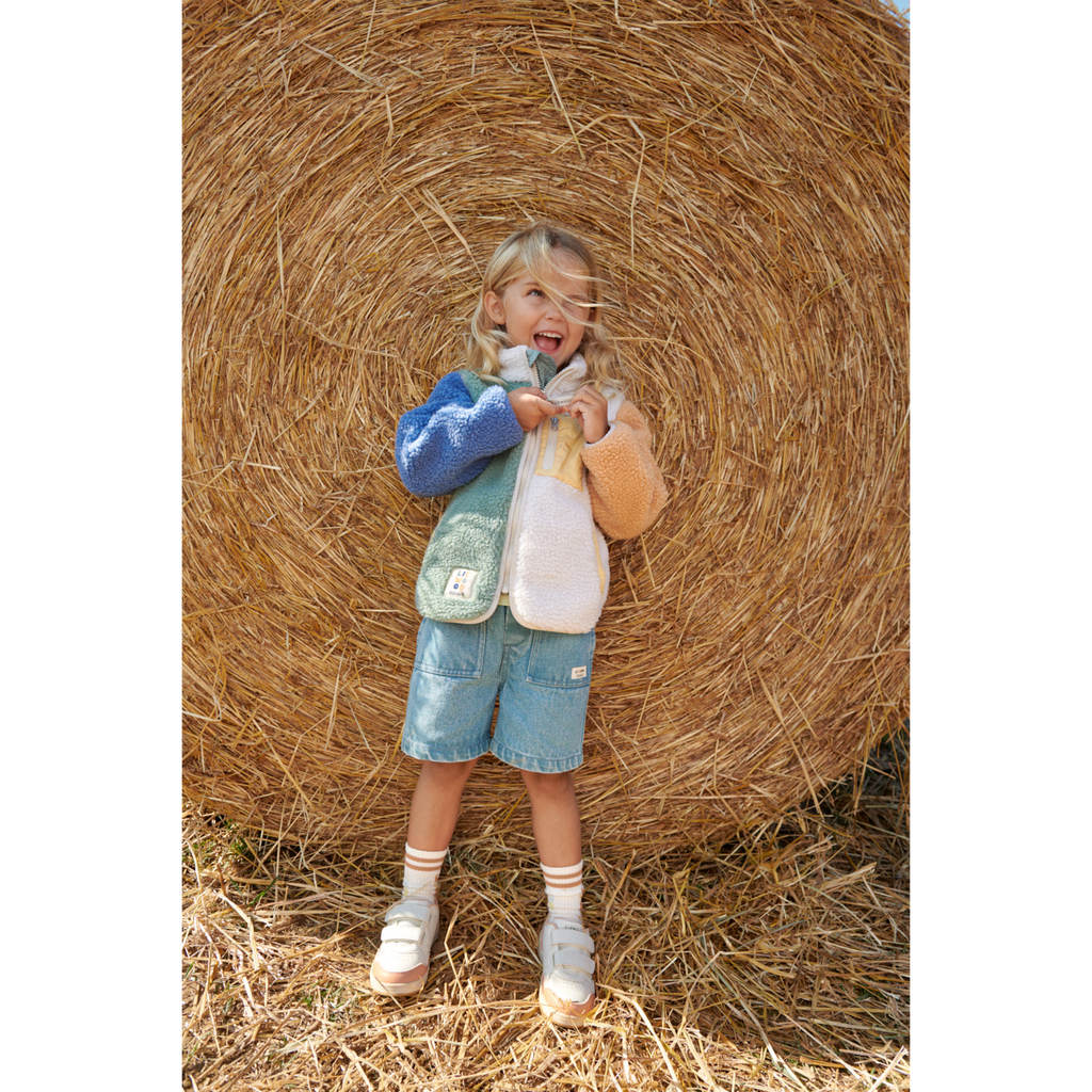 Lot de 2 paires de chaussettes extensibles abricot clair sportif en coton biologique, ajustement sûr pour les tenues quotidiennes des enfants actifs