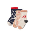 Lot de 3 paires de chaussettes enfant en mélange de coton imprimé floral bleu marine classique avec tenue sûre pour les tenues de tous les jours