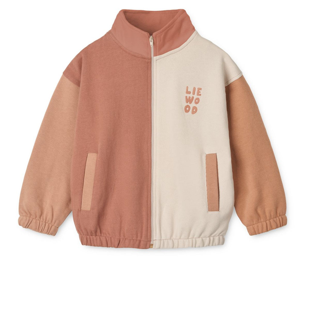 Sweat-shirt zippé en coton biologique multico couleur rose Toscane décontracté avec ourlet élastiqué pour enfants