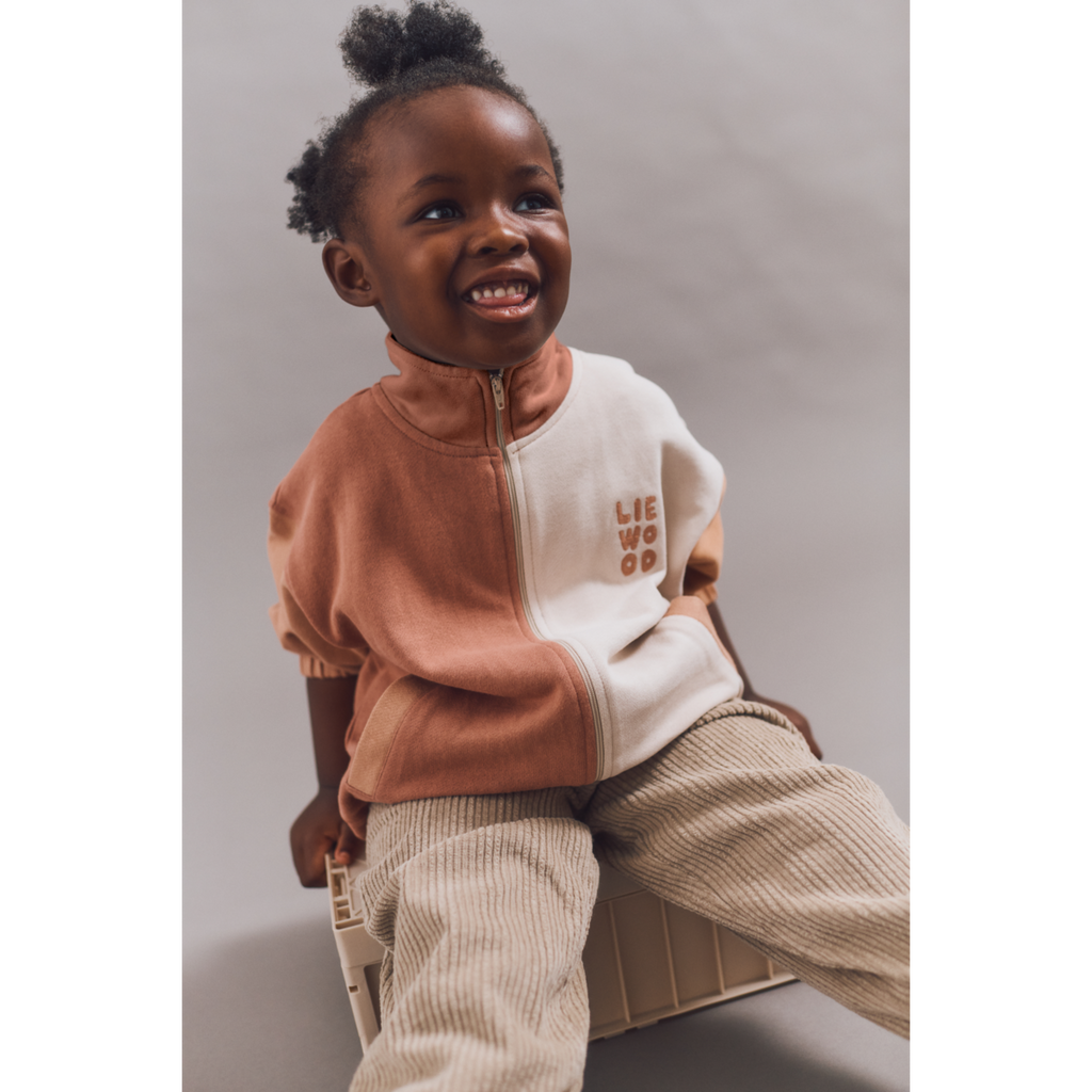 Sweat-shirt zippé en coton biologique multico couleur rose Toscane décontracté avec ourlet élastiqué pour enfants