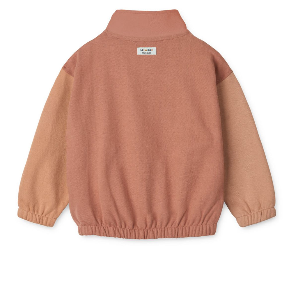 Sweat-shirt zippé en coton biologique multico couleur rose Toscane décontracté avec ourlet élastiqué pour enfants