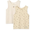 Lot de 2 débardeurs en coton biologique avec imprimé rayé et coquillages couleur pêche douce, détails brodés, pour enfants (superposition et vêtements d'été)