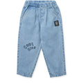 Pantalon en jean de coton brodé coloré bleu clair décontracté avec jambes incurvées pour tenues décontractées d'enfants
