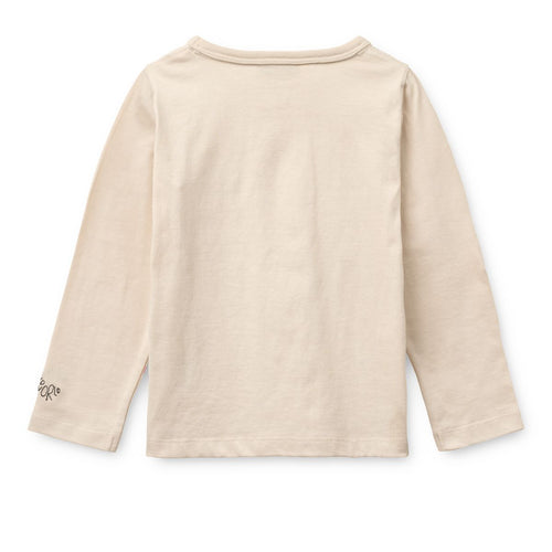 T-shirt à manches longues en coton biologique imprimé animaux pour enfants, coupe droite et col rond, à porter toute l'année