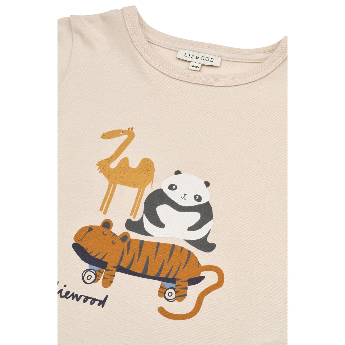 T-shirt à manches longues en coton biologique imprimé animaux pour enfants, coupe droite et col rond, à porter toute l'année