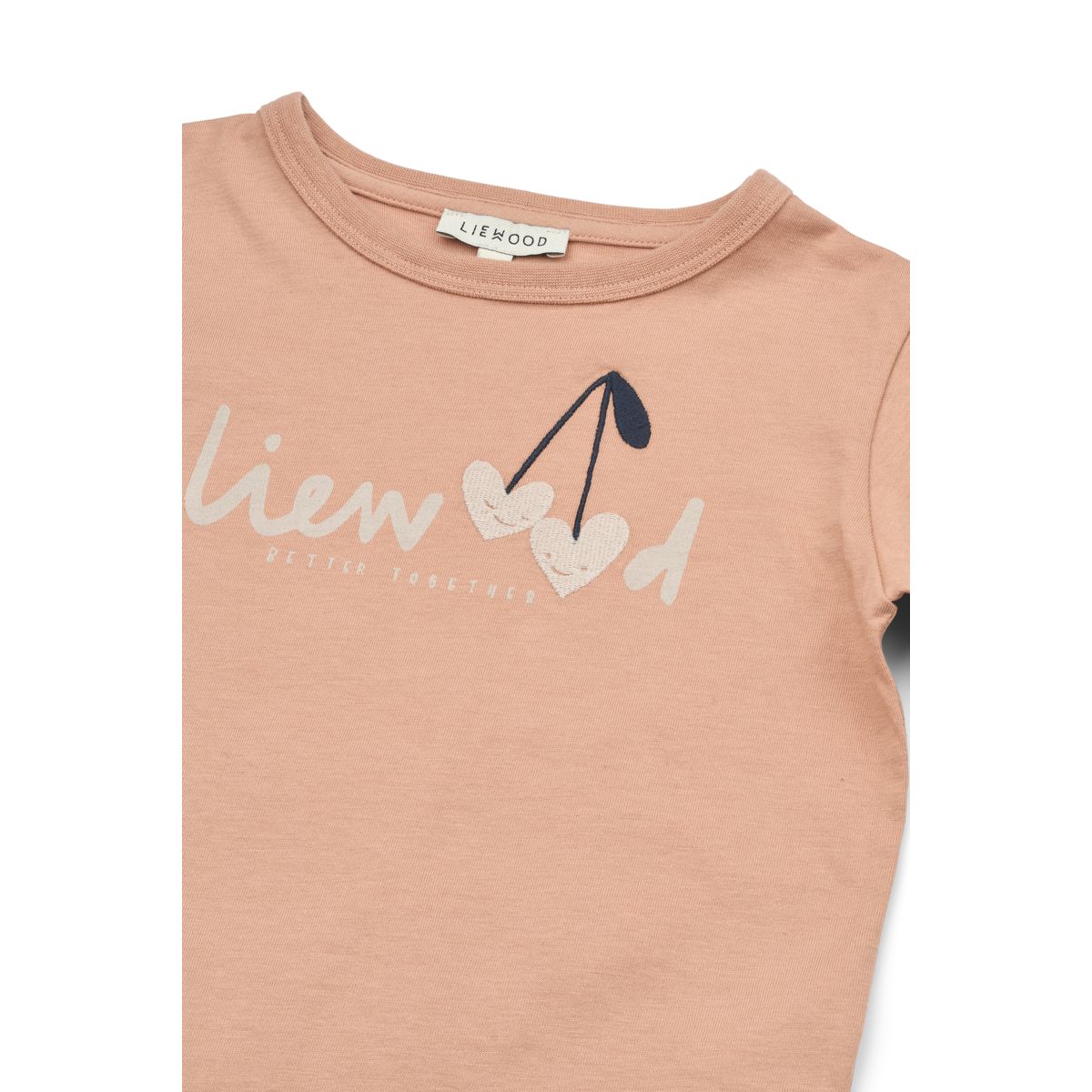 T-shirt manches longues en coton biologique imprimé cœur Toscane pâle et doux avec col rond pour les superpositions quotidiennes des enfants