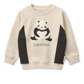 Sweat-shirt Enfant Ample en Coton Biologique Gris Sable avec Motif Panda et Manches Raglan pour un Confort Quotidien
