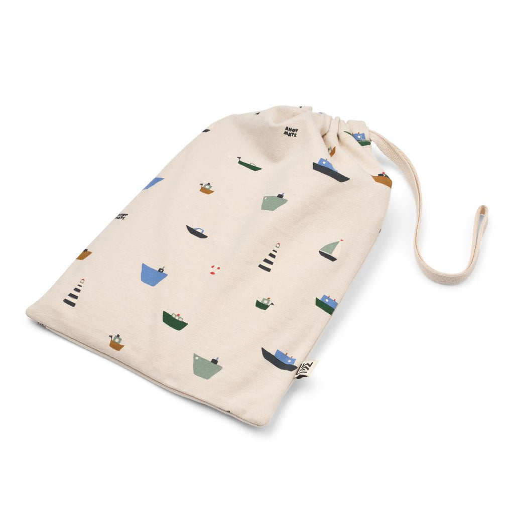 Barboteuse classique en coton biologique brossé à manches courtes, imprimé bateau de marine, avec boutons-pression évolutifs pour bébés et tout-petants