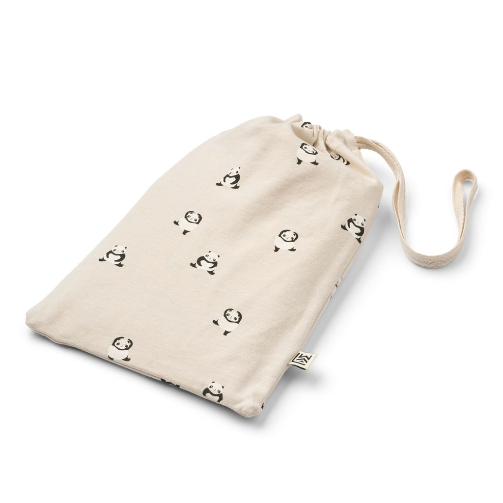 Grenouillère à manches longues en coton biologique à rayures marines et imprimé mini panda avec double fermeture à boutons-pression pour bébés à croissance rapide