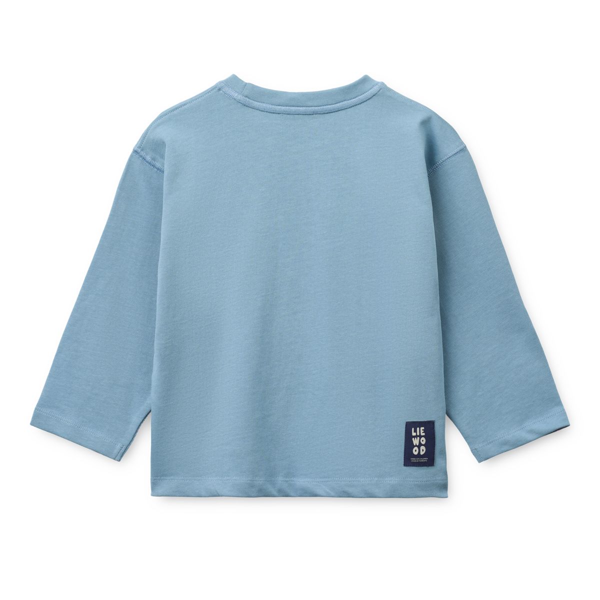 T-shirt ample à manches longues en coton biologique brodé « Beach Blue » avec épaules tombantes pour tenues décontractées d'enfants