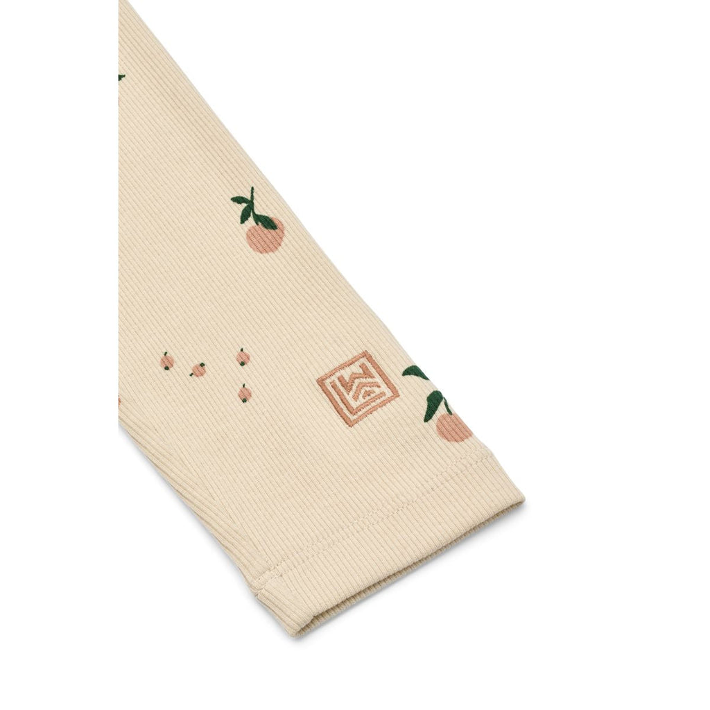 Legging côtelé en coton biologique Peach Seashell pour bébé et enfant avec taille élastiquée pour la crèche et les activités scolaires