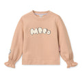 Sweat-shirt brodé en coton biologique Tuscany pâle avec poignets à volants et col rond pour le confort quotidien des enfants