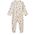 Combinaison pyjama en coton biologique imprimé voilier avec boutons-pression sur toute la longueur pour le sommeil et le jeu