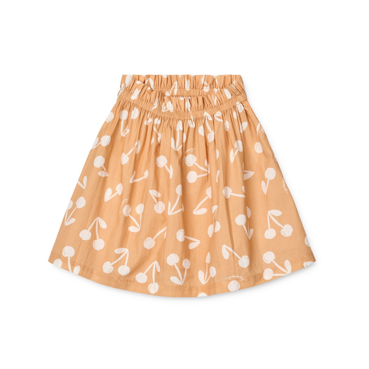 Jupe évasée en coton biologique à imprimé floral abricot léger avec poches latérales pour l'été et les occasions spéciales