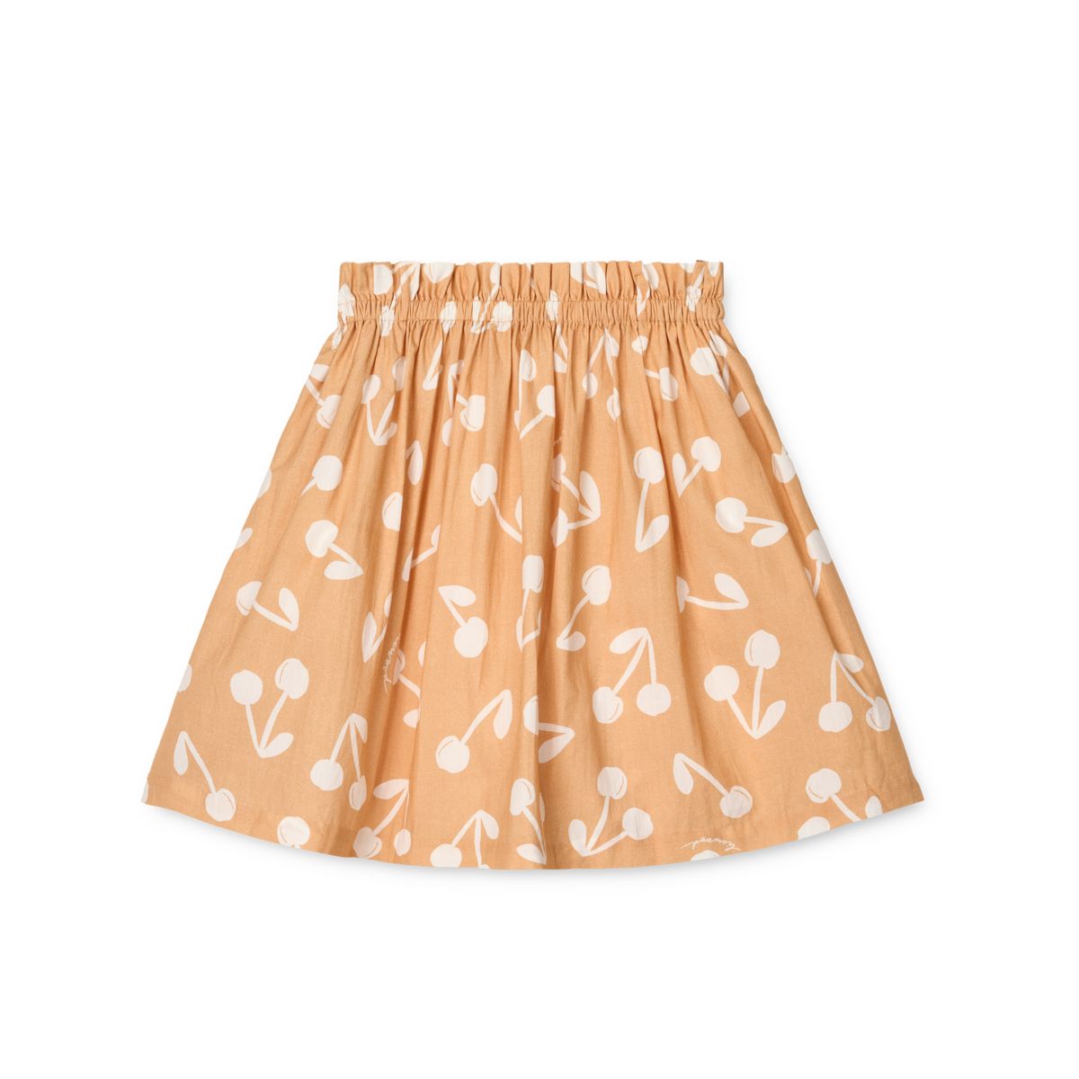 Jupe évasée en coton biologique à imprimé floral abricot léger avec poches latérales pour l'été et les occasions spéciales
