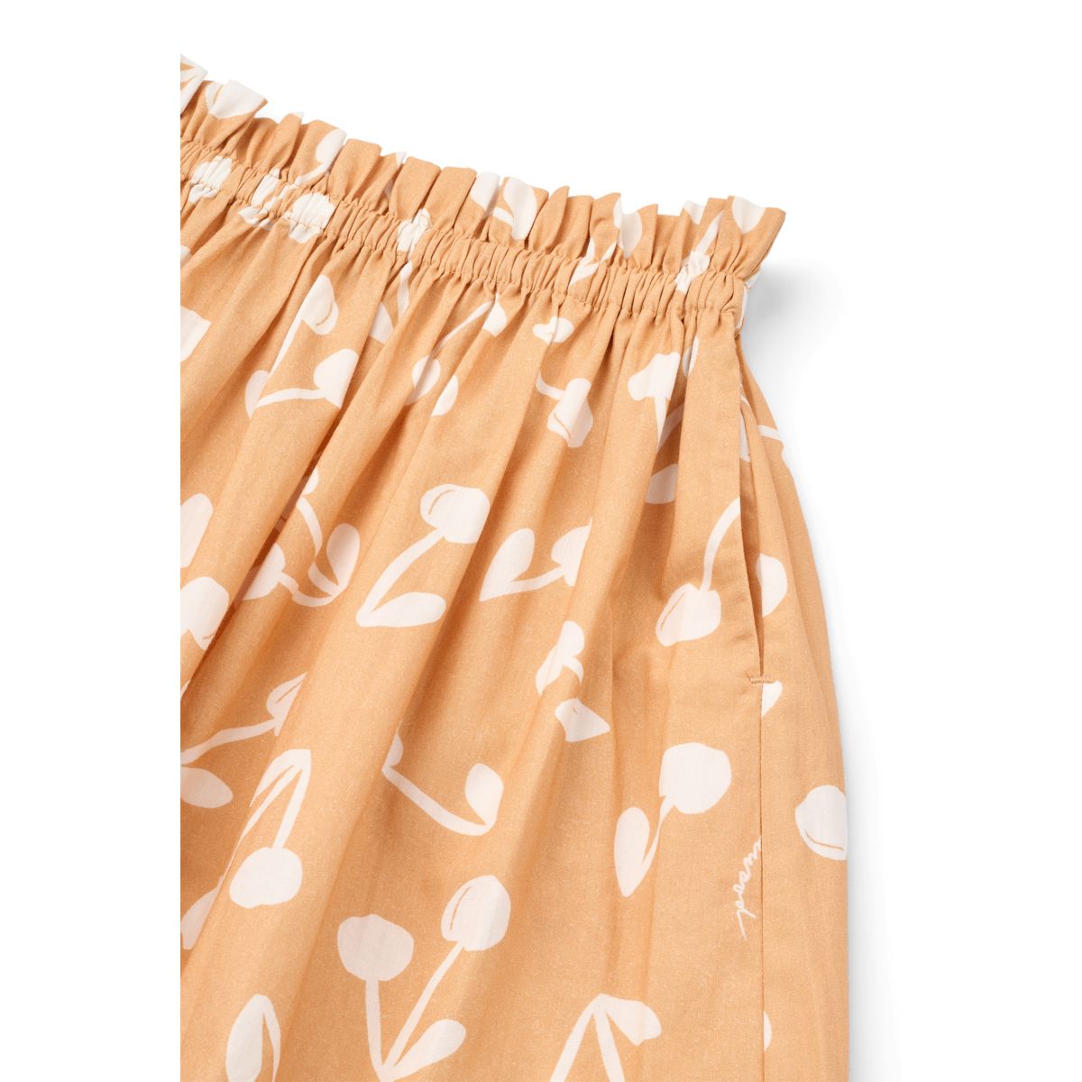 Jupe évasée en coton biologique à imprimé floral abricot léger avec poches latérales pour l'été et les occasions spéciales