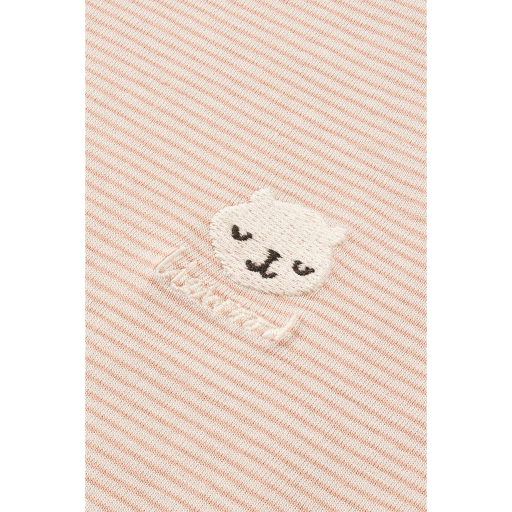 Legging bébé en coton bio à rayures couleur Sable Pâle Toscane, avec revers pliables et taille haute côtelée pour nouveau-nés et tout-petits