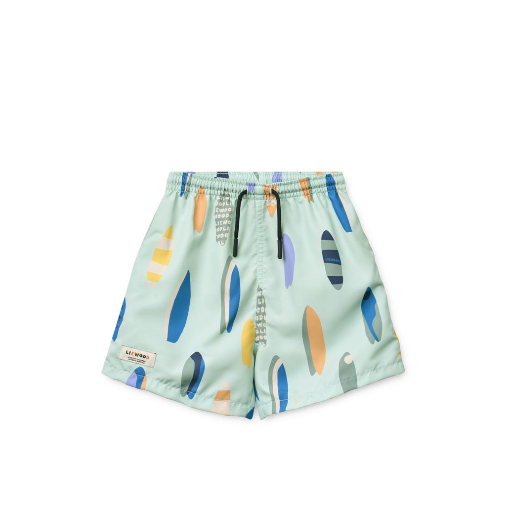 Short de bain en polyester recyclé à imprimé Peppermint avec protection anti-UV 40+ pour les jeux aquatiques et les journées à la plage