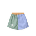 Short de bain multicolore imprimé menthe poivrée vif en polyester recyclé avec protection anti-UV 40+ pour enfants, idéal pour la piscine et les jeux au jardin
